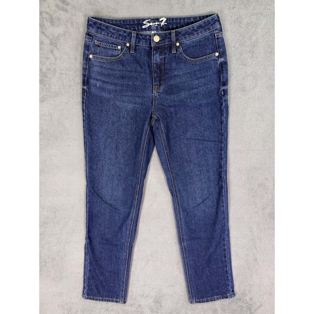 Seven 7 Jeans Womens 4 Blue Straight Slim Mid Rise Dark Wash Denim Stretch